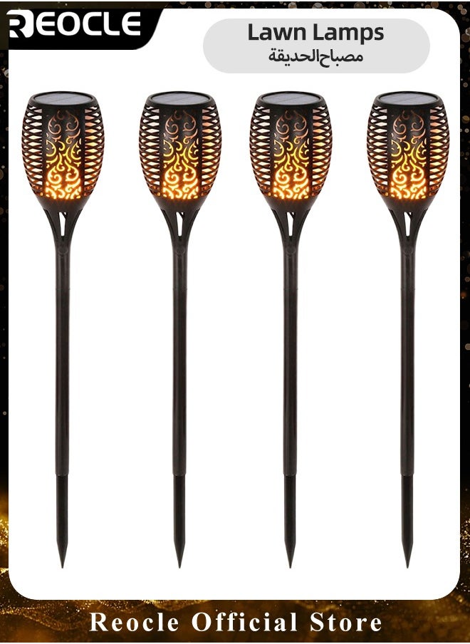 REOCLE 4 Pack Solar Lights for Outdoor Use Flickering Flame Solar Lights for Outside with Waterproof & Auto On/Off Outdoor Solar Lights for Yard Garden & Lawn & Outdoor Decoration  - Image 1