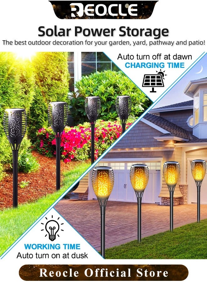 REOCLE 4 Pack Solar Lights for Outdoor Use Flickering Flame Solar Lights for Outside with Waterproof & Auto On/Off Outdoor Solar Lights for Yard Garden & Lawn & Outdoor Decoration  - Image 3