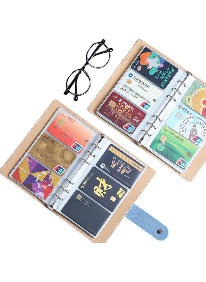 Longe Langjie, Business Card Organizer Loose-Leaf Style, Card Holder, Credit Card And Membership Card Holder, Portable Business Card Case, Bank Card Holder, Large Capacity Collection Folder, Light Blue - Image 1