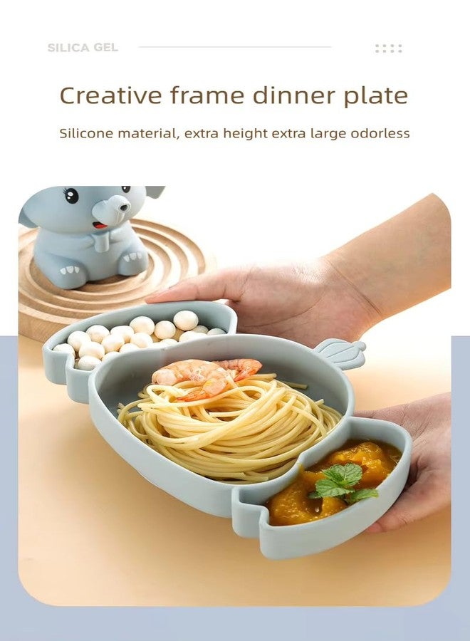 PRECHANA Suction FeedingPlates for Babies, Silicone FeedingPlates with Suction Divided, Babies Spoon Fork Set for Toddler Baby Dishes Kids (Elephant with Water Bottle) - Image 4