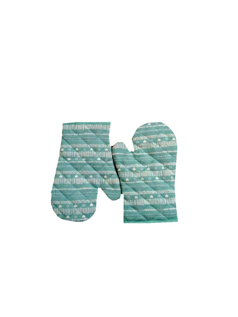Tidy Light Green Colour Cotton Kitchen Linen Set Pack of 2Pcs
