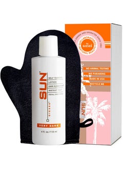 Sun Laboratories By Giesee Dark Sunsation Very Dark Tanning Lotion 4 oz with Tanning Mitt - Non-Toxic Self Tanner Kit, Natural Sunless Tanning Lotion, Travel Size, Long Lasting, Includes Self Tan Mitt