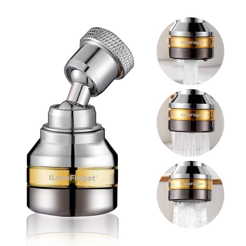 Ilovefidget Kitchen Faucet Spray Head  Solid Brass And Stainless Steel  360 Degree Rotatable Aerator - 3 Flow Mode Adjustable  High Pressure Booster  Anti-Splash  Water Saving Faucet Sink - Image 1