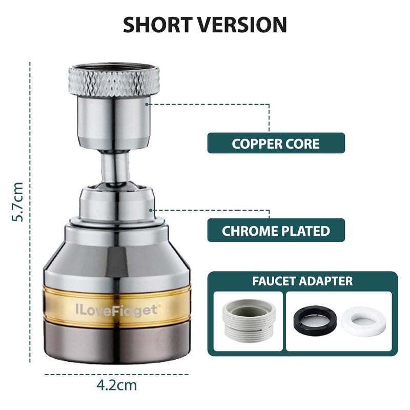 Ilovefidget Kitchen Faucet Spray Head  Solid Brass And Stainless Steel  360 Degree Rotatable Aerator - 3 Flow Mode Adjustable  High Pressure Booster  Anti-Splash  Water Saving Faucet Sink - Image 2