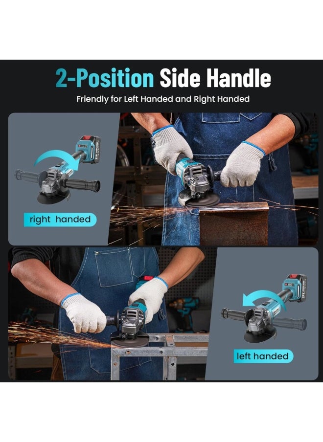 TriThardware 48V Cordless Angle Grinder Kit with Brushless Electric Motor, including 2pcs 4.0 AH Batteries,Fast Charger, Easy Handle with Cutting Disc and Grinding Disc in Tool Box  - Image 4