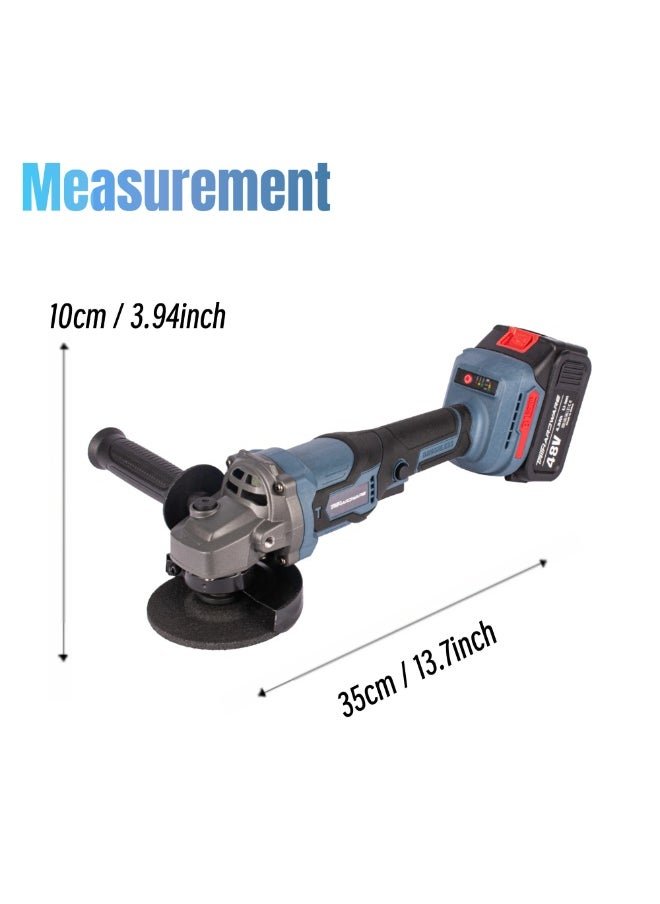 TriThardware 48V Cordless Angle Grinder Kit with Brushless Electric Motor, including 2pcs 4.0 AH Batteries,Fast Charger, Easy Handle with Cutting Disc and Grinding Disc in Tool Box  - Image 3