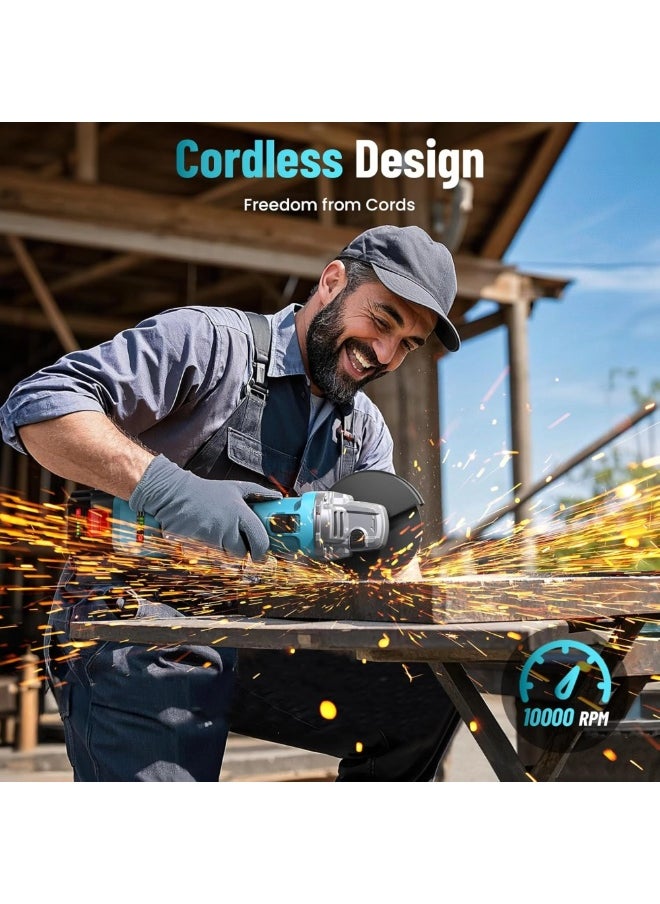 TriThardware 48V Cordless Angle Grinder Kit with Brushless Electric Motor, including 2pcs 4.0 AH Batteries,Fast Charger, Easy Handle with Cutting Disc and Grinding Disc in Tool Box  - Image 5