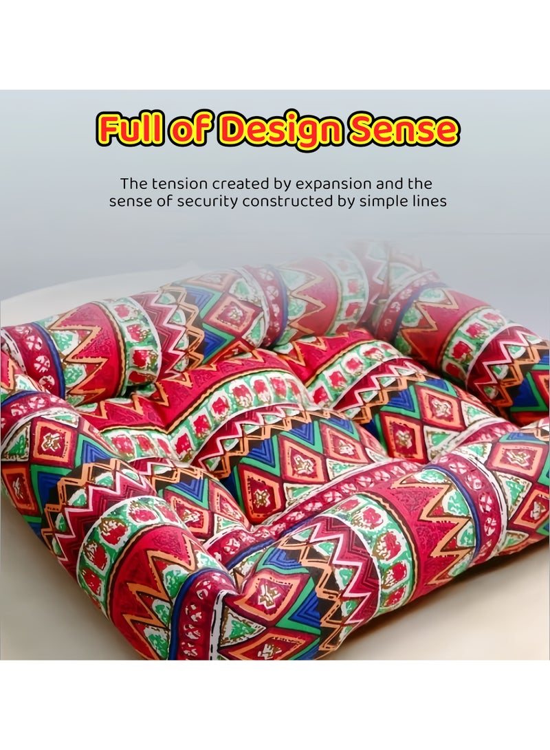 زيشينغ سرير كلاب زيشينغ كبير، مناسب للقطط، سرير كلاب كبير، سرير جرو، سرير كلاب صغير، سرير حيوانات أليفة قابل للغسل بنقشة بوهيمية مع قاعدة غير قابلة للانزلاق، قطن ناعم ومريح، 60x50x10 سم (أحمر) - Image 4