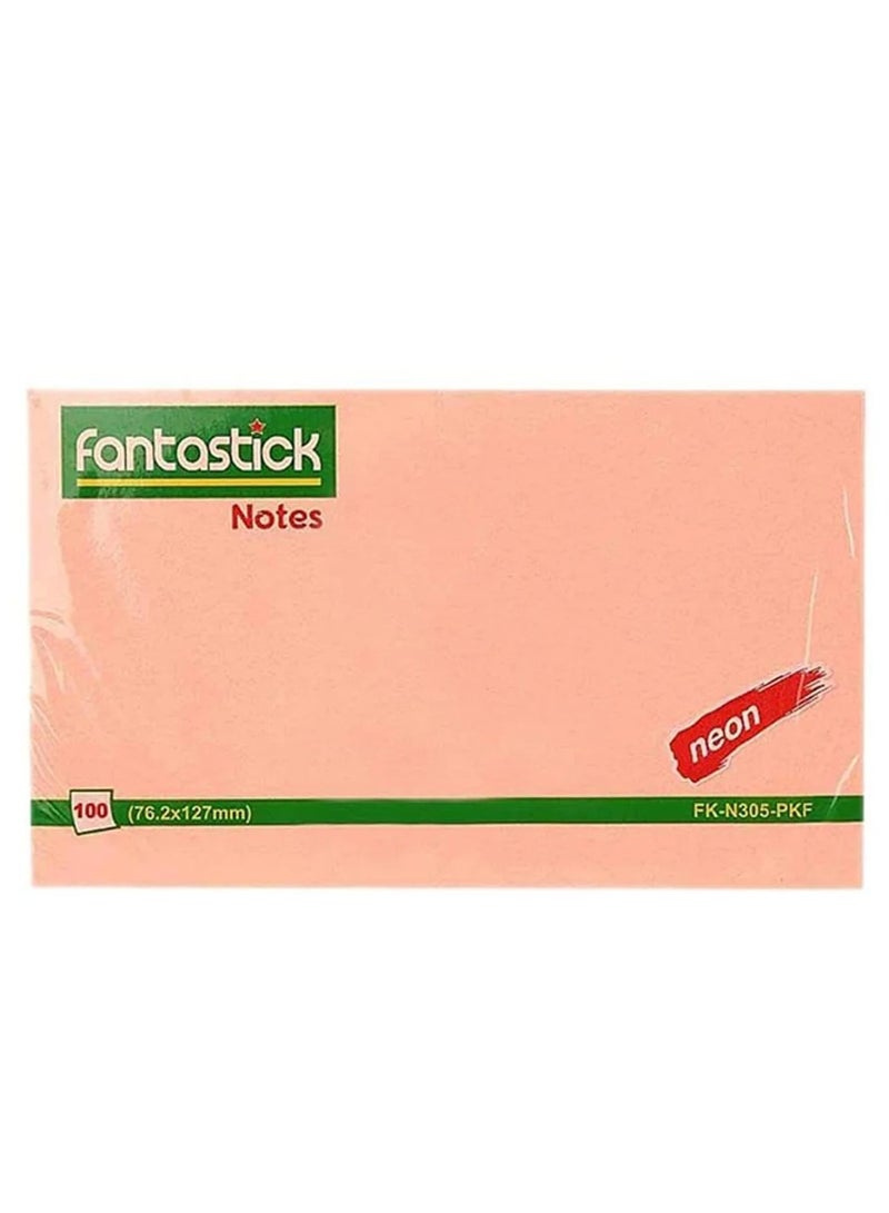 Fantastick 100-Piece Sticky Notes 3x5 Inch Size Neon Peach - Image 1