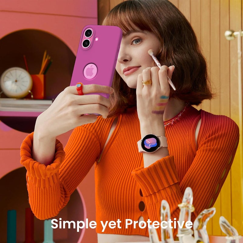 Elzzi غطاء ميكروفايبر مع شعار مقصوص متوافق مع غطاء آيفون 16 من سائل السيليكون - غطاء كامل الجسم 4 طبقات واقية ضد الصدمات مع حواف كاميرا مرتفعة (6.1 بوصة، وردي فاتح) - Image 5