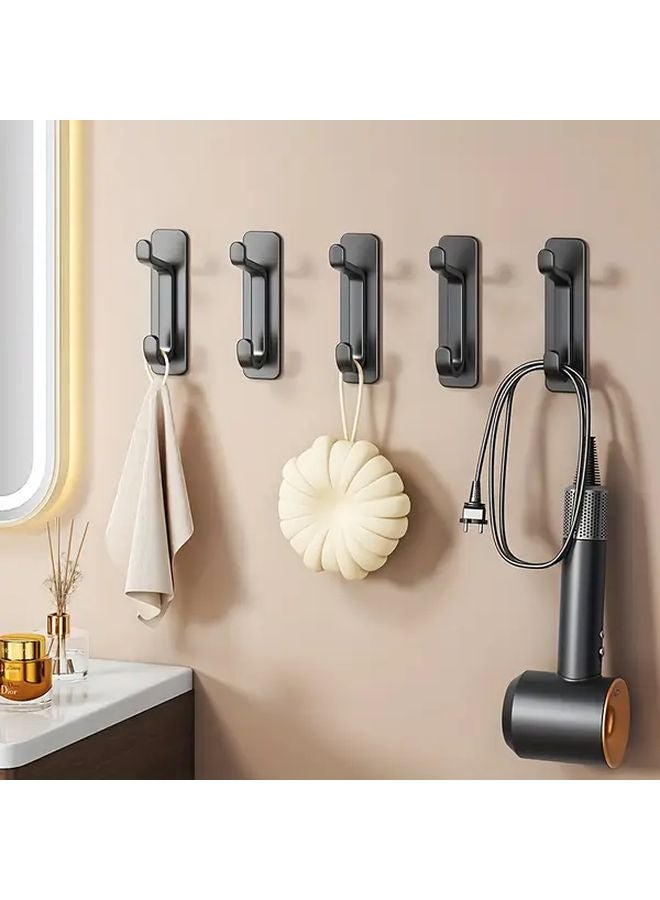 Heavy Duty Adhesive Hooks Black 2pcs No Drill Installation 22 Lbs Weight Capacity For Kitchen Bathroom Tiles Glass - Image 1