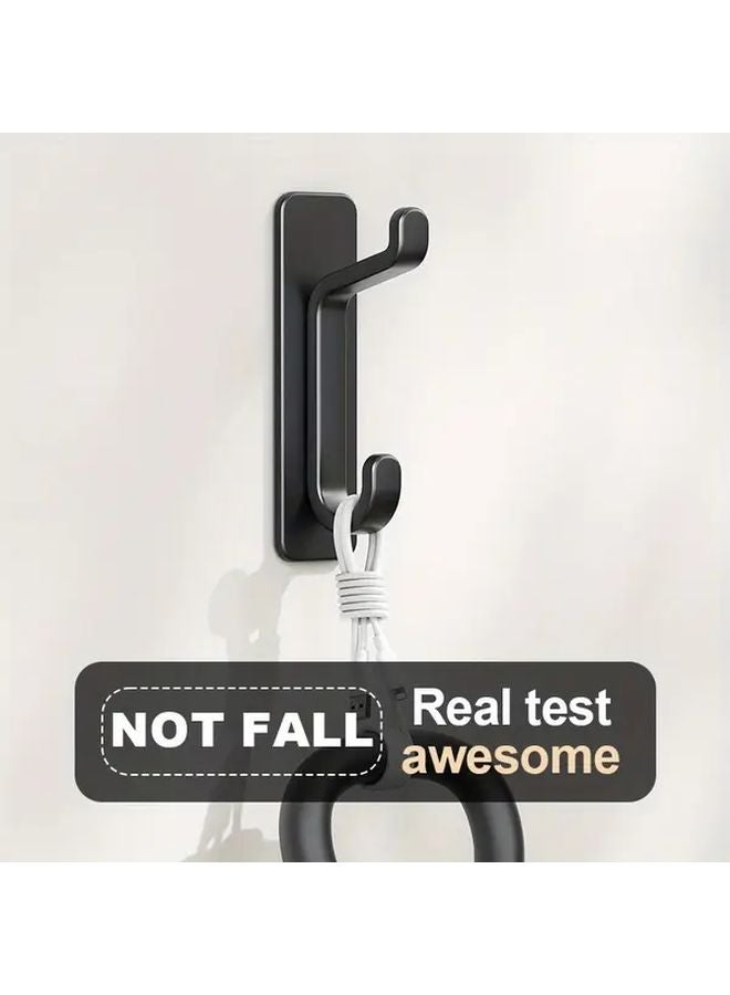 Heavy Duty Adhesive Hooks Black 2pcs No Drill Installation 22 Lbs Weight Capacity For Kitchen Bathroom Tiles Glass - Image 3
