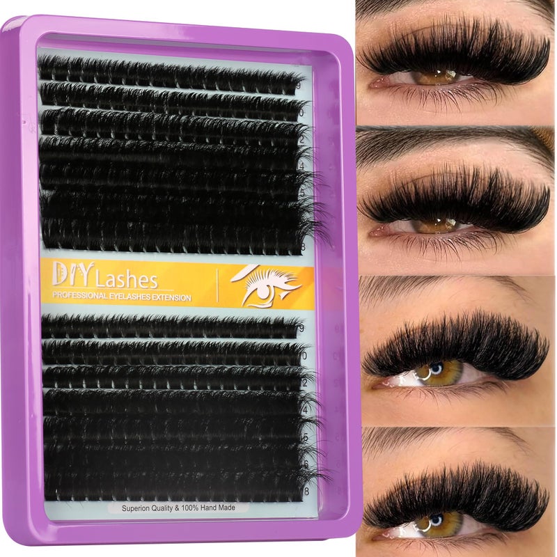Himirell C Curl Lash Clusters Extensions 280 Pcs Individual Eye lash Clusters 100D Cluster Eyelash Lashes Wispy Clusters Lashes Makeup at Home - DIY Lash Extension Kit for Self Application (9-18MM) Mix - Image 1