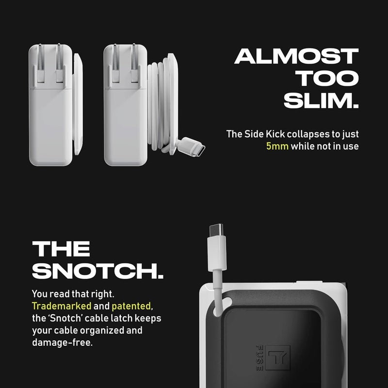 Fuse Reel The Side Kick Collapsible Charger Organizer and Travel Accessory,Usb-c, Compatible with MacBook and PC Charging Cords and Adapter Cable Management White - Image 5