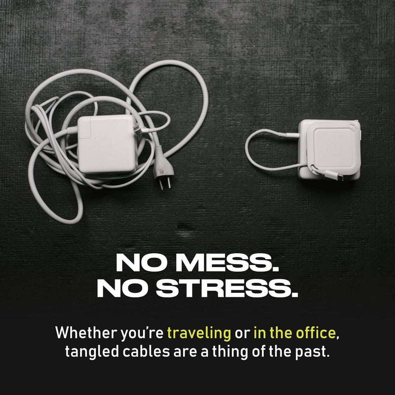 Fuse Reel The Side Kick Collapsible Charger Organizer and Travel Accessory,Usb-c, Compatible with MacBook and PC Charging Cords and Adapter Cable Management White - Image 3