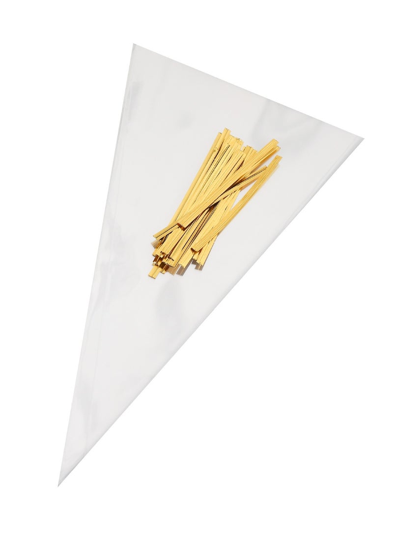 إسكدنيا Triangle Flat Bottom Food Packaging Bags with Golden Metal Tie - Saudi Dates/Nuts Storage, Non-Resealable Kraft Material for Baklava/Dried Fruits - Image 3