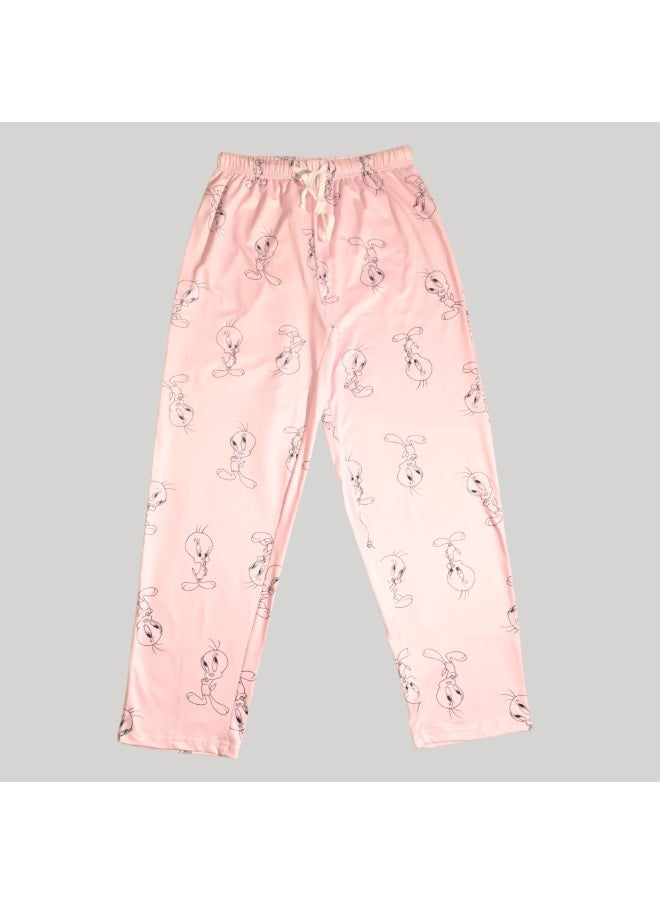 Tweety TWEETY WOMENS SHORT SLEEVE PAJAMA SETS , SILKY POLYESTER  - Image 3