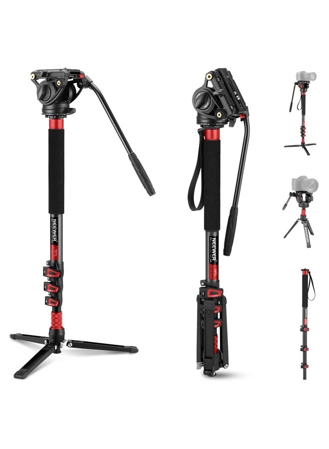 NEEWER 71.6" Pro Camera Monopod with Feet, Carbon Fiber Telescopic Video Monopod with QR Plate Compatible with DJI RS Gimbals Manfrotto, Removable Base for Camera Camcorder, Max Load 13.2lb/6Kg, TP71 - Image 1