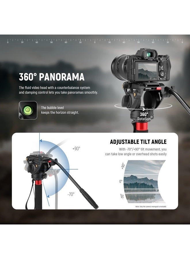 NEEWER 71.6" Pro Camera Monopod with Feet, Carbon Fiber Telescopic Video Monopod with QR Plate Compatible with DJI RS Gimbals Manfrotto, Removable Base for Camera Camcorder, Max Load 13.2lb/6Kg, TP71 - Image 3