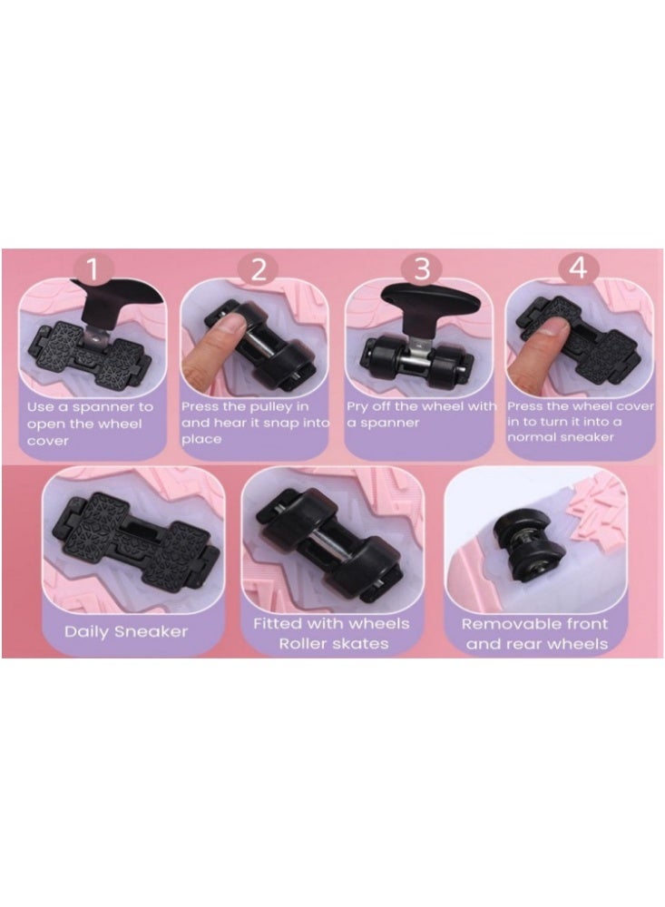 أكسبيه أحذية تزلج للأطفال بأربع عجلات مزودة بأضواء LED قابلة للشحن، أحذية متعددة الاستخدام للبنين والبنات، هدية مثالية للأعياد وأعياد الميلاد - Image 5