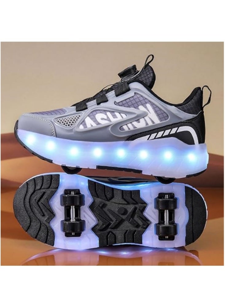 أكسبيه أحذية تزلج للأطفال بأربع عجلات مزودة بأضواء LED قابلة للشحن، أحذية متعددة الاستخدام للبنين والبنات، هدية مثالية للأعياد وأعياد الميلاد - Image 2