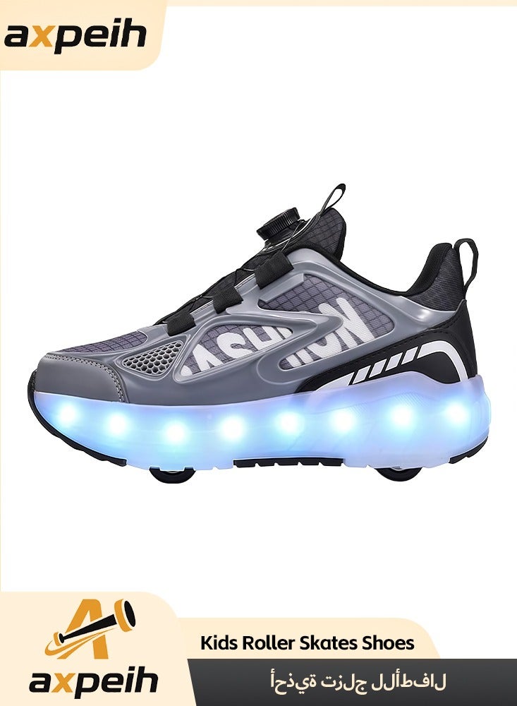 أكسبيه أحذية تزلج للأطفال بأربع عجلات مزودة بأضواء LED قابلة للشحن، أحذية متعددة الاستخدام للبنين والبنات، هدية مثالية للأعياد وأعياد الميلاد - Image 1