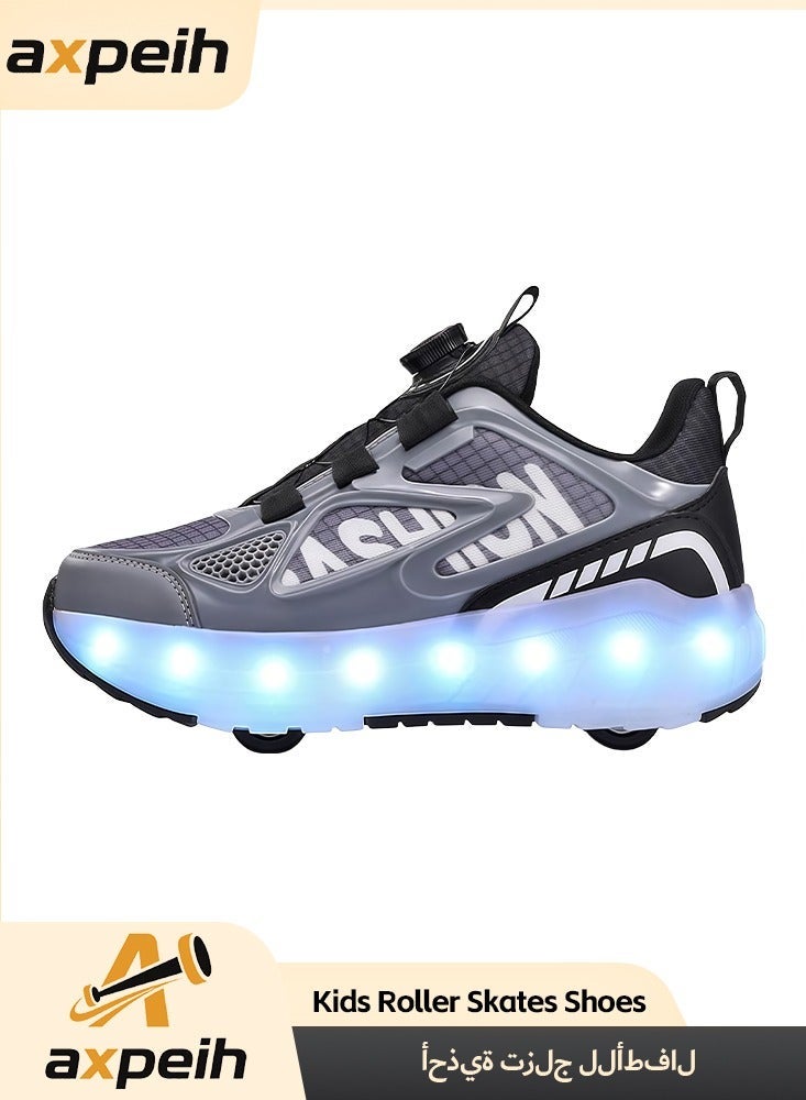 Axpeih Roller Skates Shoes 4 Wheels for Kids, New Upgraded Roller Shoes with 16 Flashing Modes, LED Light Up Flashing Sneakers for Boys and Girls, Beginner-Friendly, More Balanced - Image 1