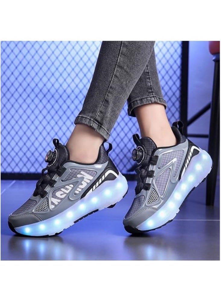 Axpeih Roller Skates Shoes 4 Wheels for Kids, New Upgraded Roller Shoes with 16 Flashing Modes, LED Light Up Flashing Sneakers for Boys and Girls, Beginner-Friendly, More Balanced - Image 3