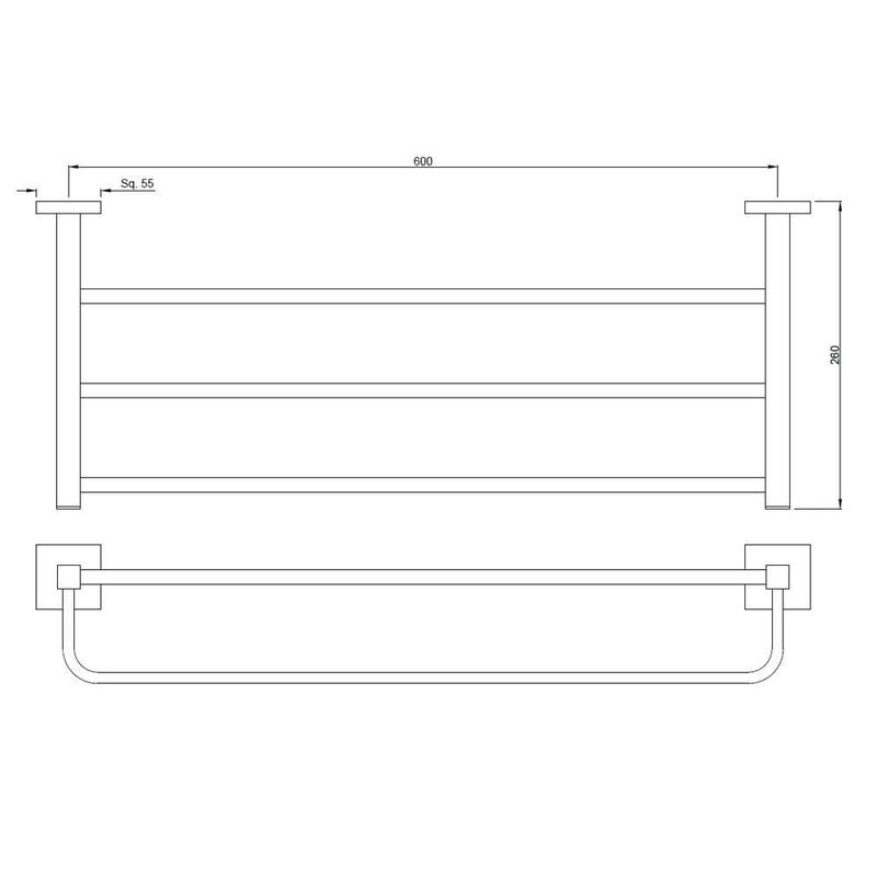 Jaquar Kubix Prime Towel Rack 600mm Long with Lower Hangers | Premium Stainless Steel Bathroom Accessory - Image 2