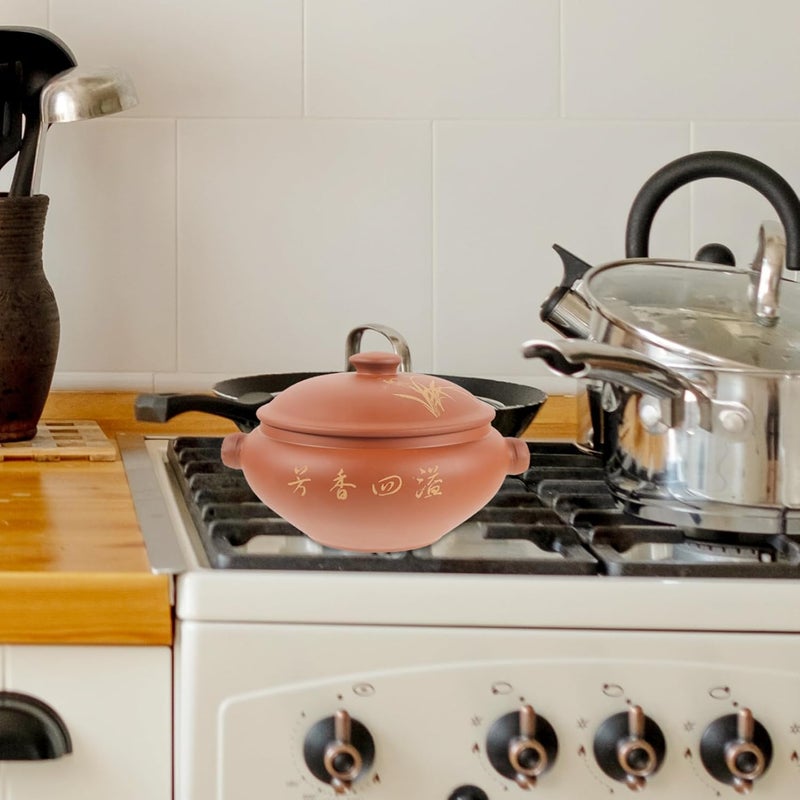 LABRIMP Ceramic Steaming Pot 3L Clay Soup Casserole for Chicken Meat Sturdy Kitchen Cookware Lid for Home Restaurant Use - Image 3