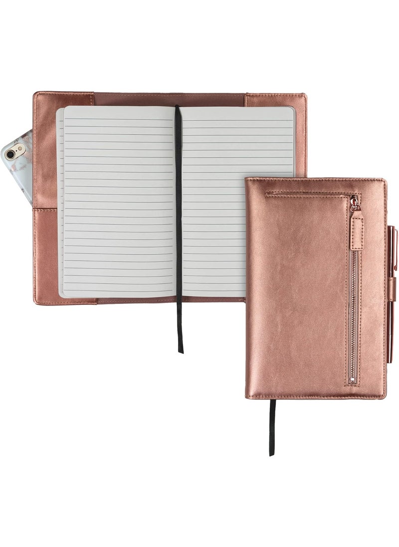 Samsill Samsill Notebook Portfolio  Business Portfolio for Women Notebook Holder with Zipper Accessory Pocket Refillable 5x8 Notepad Rose Gold 5 x 8 71829  - Image 1
