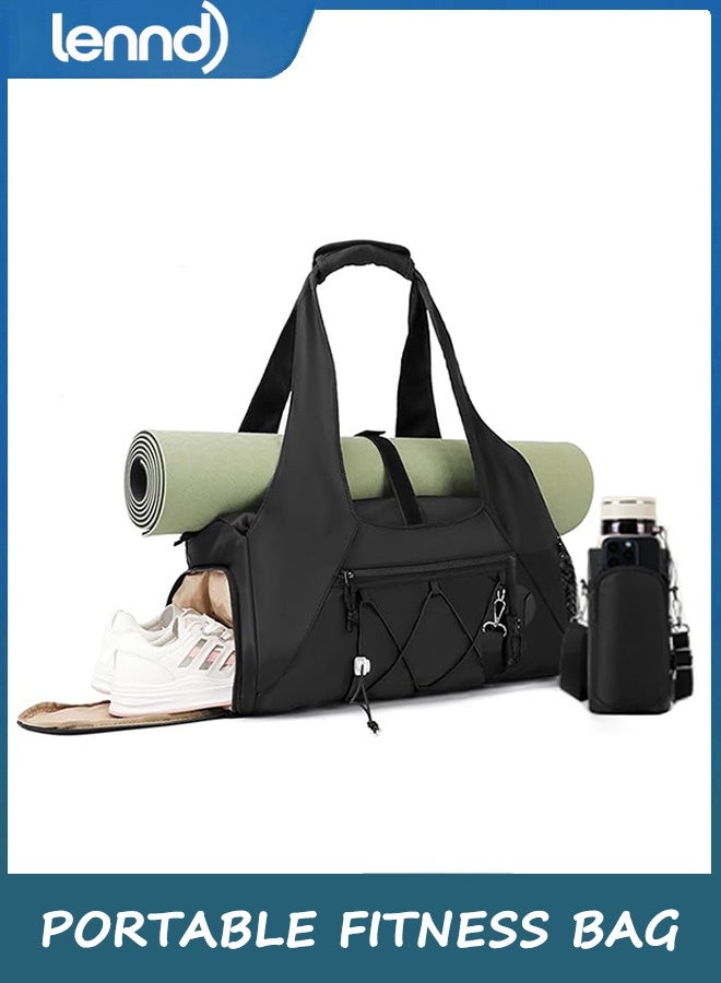 لينند حقائب رياضية للرجال والنساء، حقيبة سفر كبيرة السعة، حقيبة عطلة نهاية الأسبوع مع حجرة للأحذية، حقيبة رياضية مع حقيبة زجاجة مياه متقاطعة للسفر - Image 1