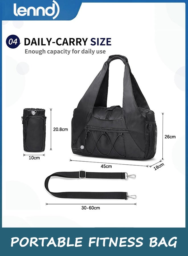 لينند حقائب رياضية للرجال والنساء، حقيبة سفر كبيرة السعة، حقيبة عطلة نهاية الأسبوع مع حجرة للأحذية، حقيبة رياضية مع حقيبة زجاجة مياه متقاطعة للسفر - Image 5