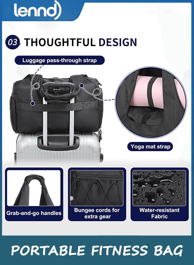لينند حقائب رياضية للرجال والنساء، حقيبة سفر كبيرة السعة، حقيبة عطلة نهاية الأسبوع مع حجرة للأحذية، حقيبة رياضية مع حقيبة زجاجة مياه متقاطعة للسفر - Image 4