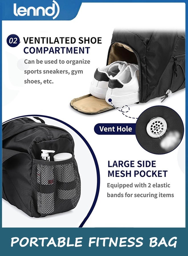 لينند حقائب رياضية للرجال والنساء، حقيبة سفر كبيرة السعة، حقيبة عطلة نهاية الأسبوع مع حجرة للأحذية، حقيبة رياضية مع حقيبة زجاجة مياه متقاطعة للسفر - Image 3