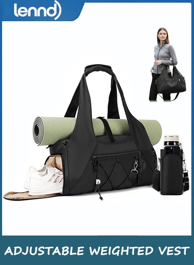 LENND Gym bags for men and women, large capacity travel duffel bag, weekender bag with shoe compartment, gym tote bag with crossbody water bottle bag for travel - Image 1