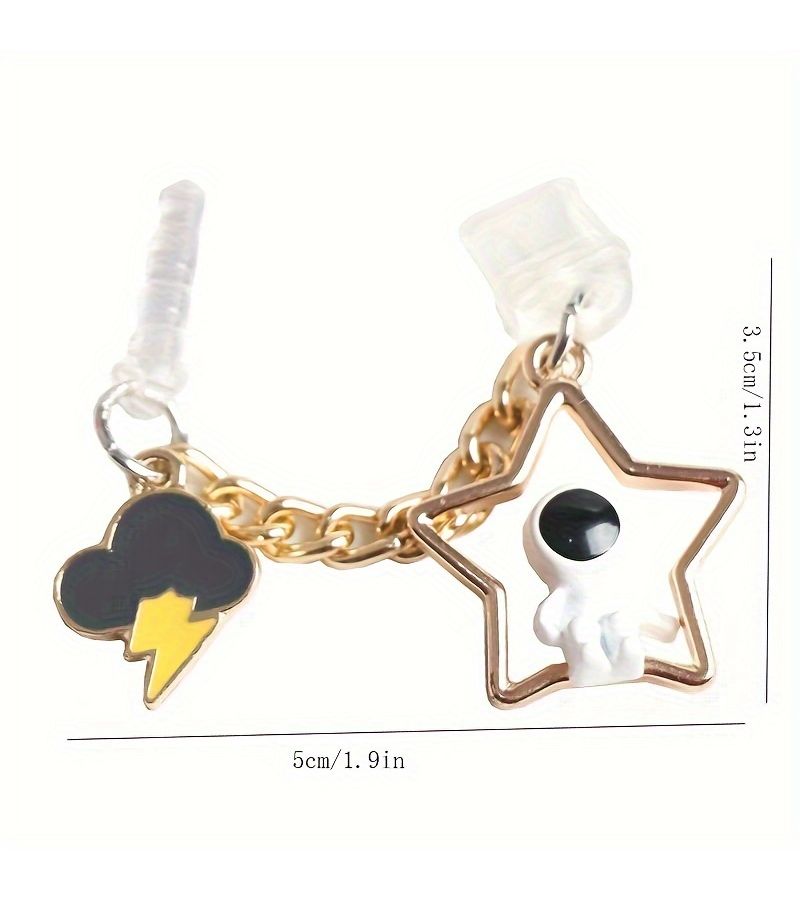 DIY Creative Star Astronaut Phone Dust Plug With Anti Lost Rope For Iphone - Image 4
