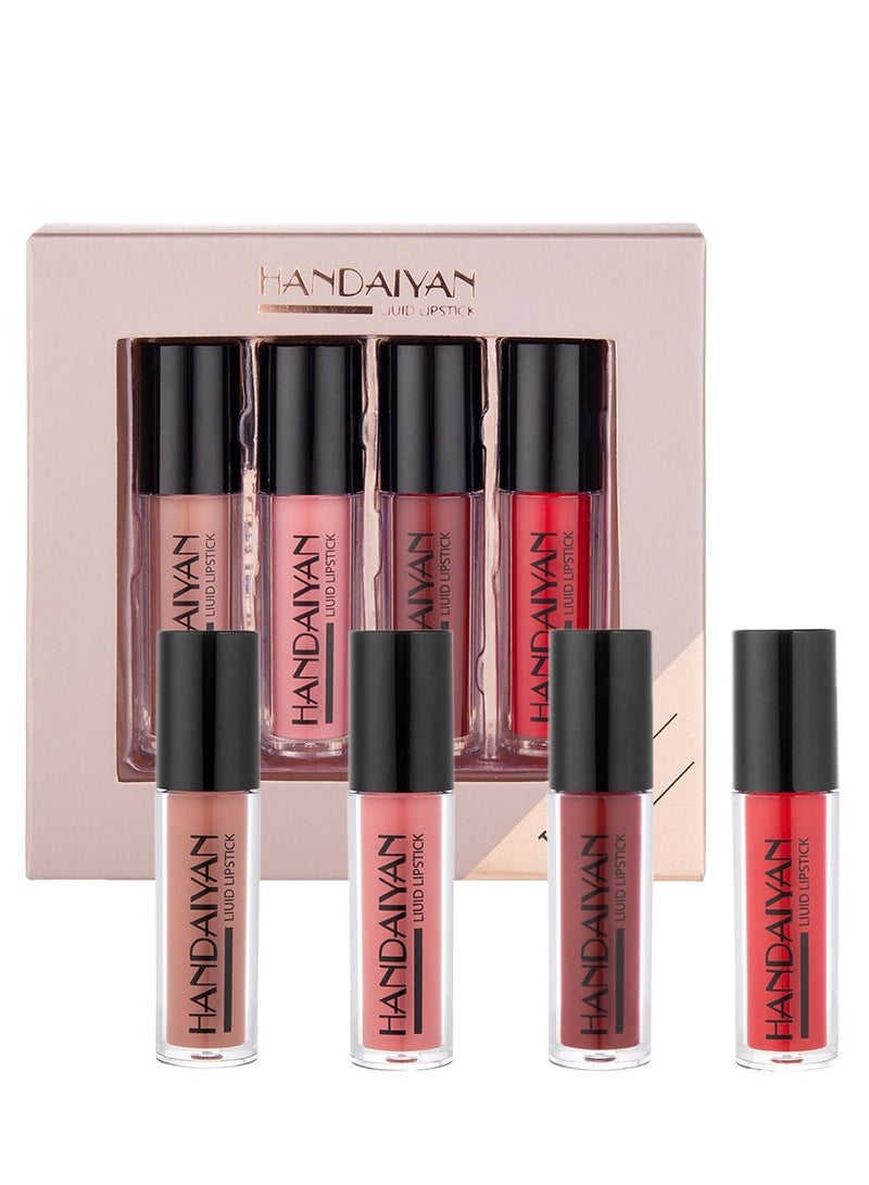 Handaiyan 4-color Matte Liquid Non-sticky Lip Gloss Set - Image 1