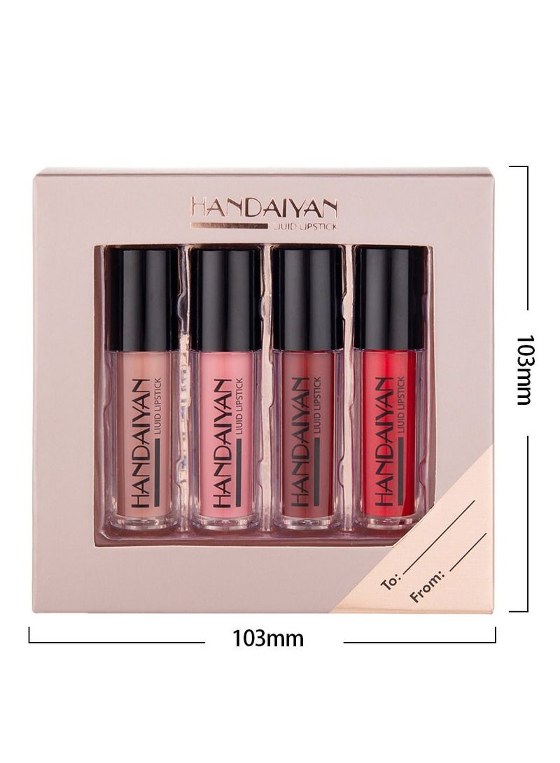 Handaiyan 4-color Matte Liquid Non-sticky Lip Gloss Set - Image 2