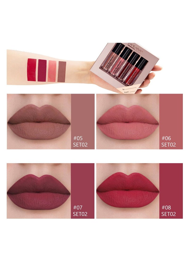 Handaiyan 4-color Matte Liquid Non-sticky Lip Gloss Set - Image 3