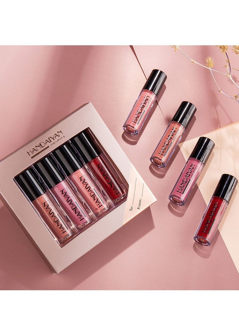 Handaiyan 4-color Matte Liquid Non-sticky Lip Gloss Set - Image 4