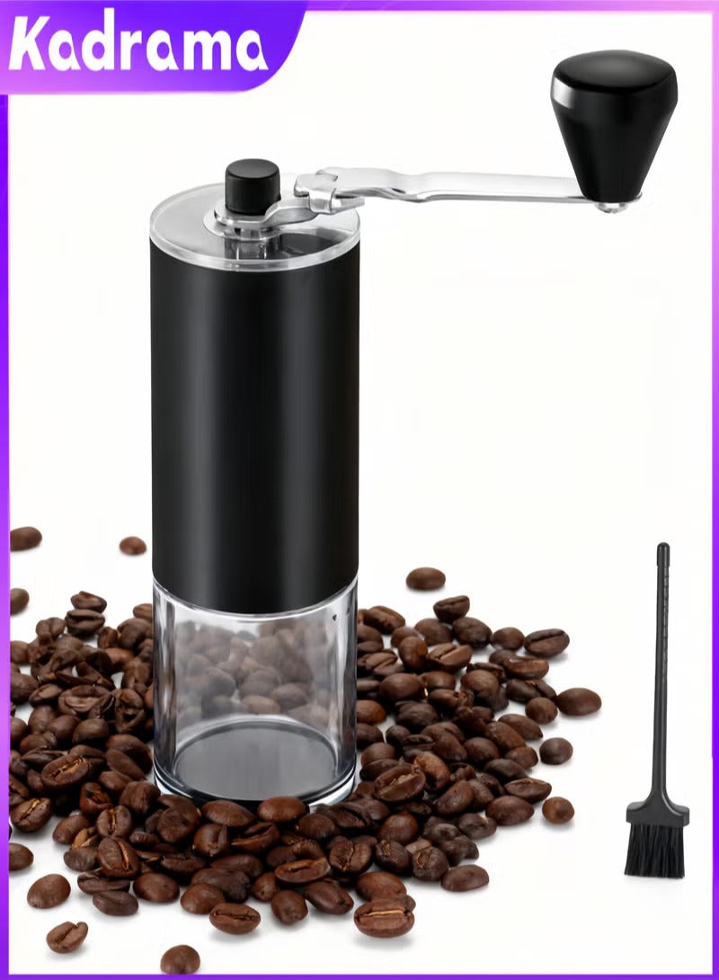 KADRAMA Manual Coffee Grinder Stainless Steel Coffee Hand Grinder Adjustable Conical Burr with Cleaning Brush black - Image 1