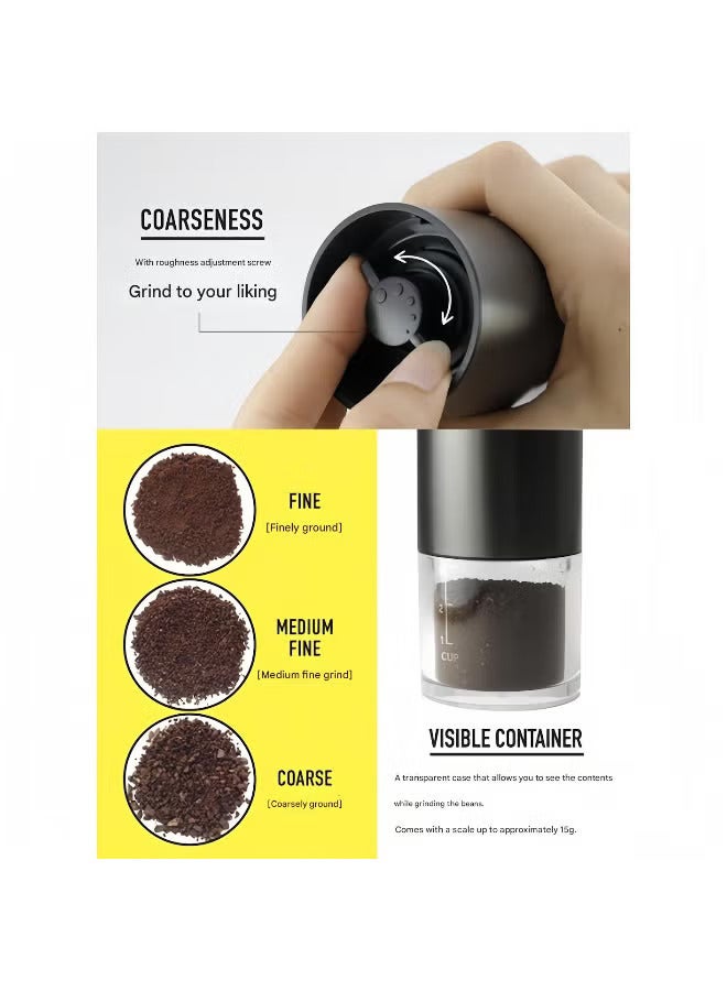 KADRAMA Manual Coffee Grinder Stainless Steel Coffee Hand Grinder Adjustable Conical Burr with Cleaning Brush black - Image 4