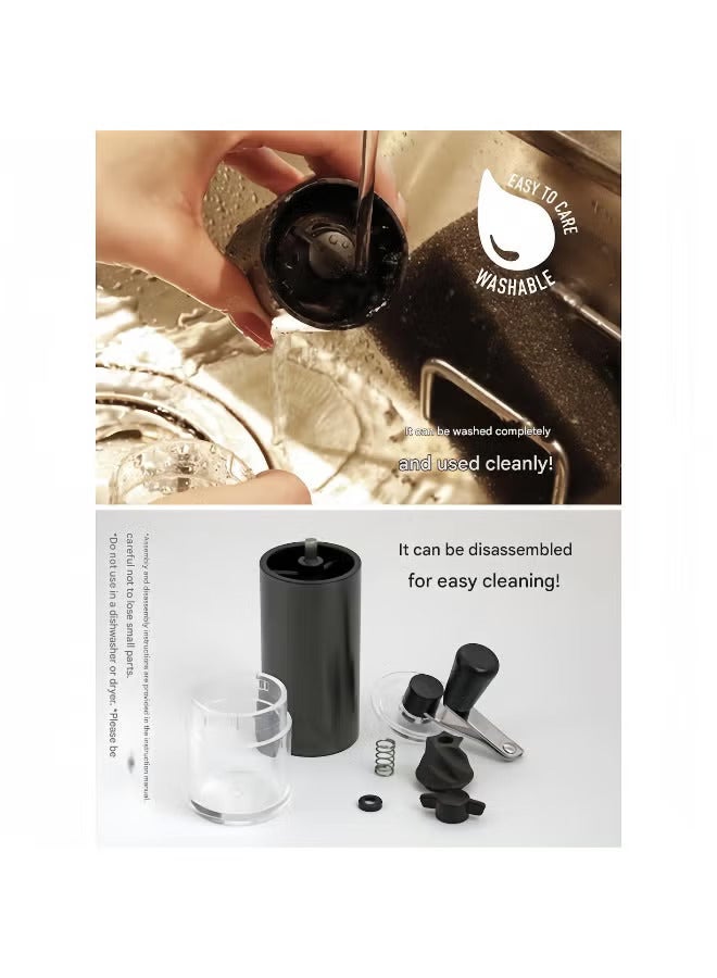 KADRAMA Manual Coffee Grinder Stainless Steel Coffee Hand Grinder Adjustable Conical Burr with Cleaning Brush black - Image 3