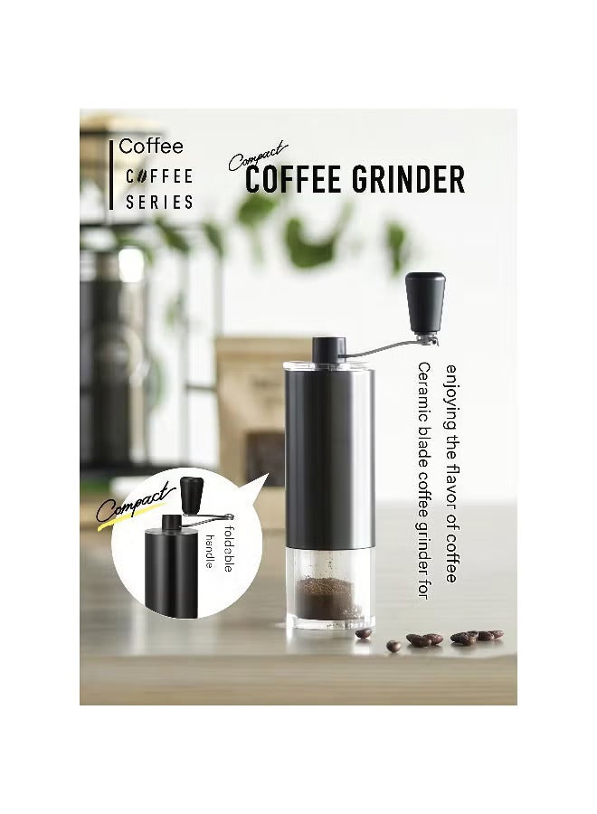 KADRAMA Manual Coffee Grinder Stainless Steel Coffee Hand Grinder Adjustable Conical Burr with Cleaning Brush black - Image 2