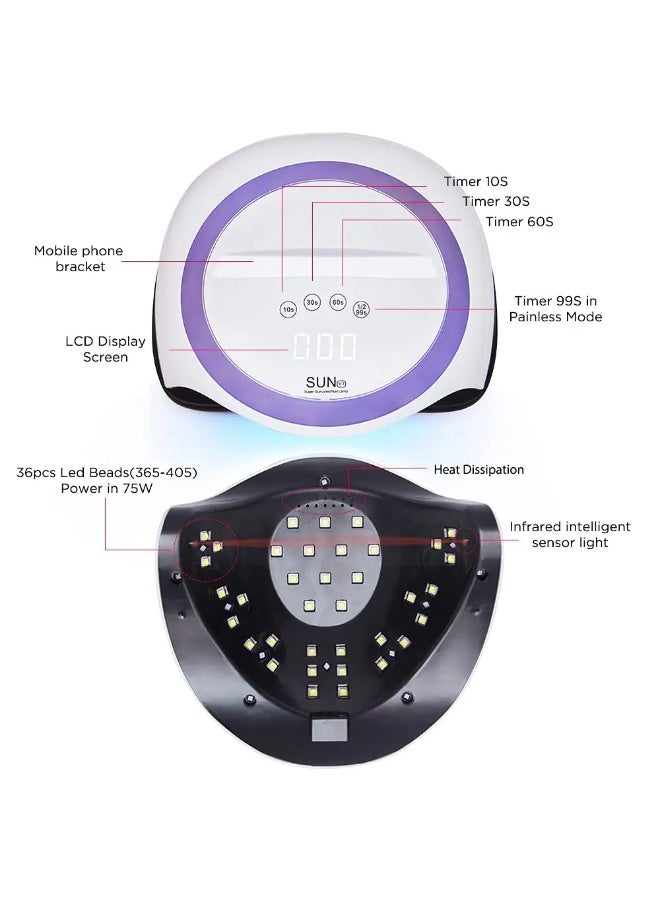 Professional 168W Electric Nail Dryer – Dual LED Light (365 + 405nm), Plug-in UV Lamp for Fast Gel & Polish Drying