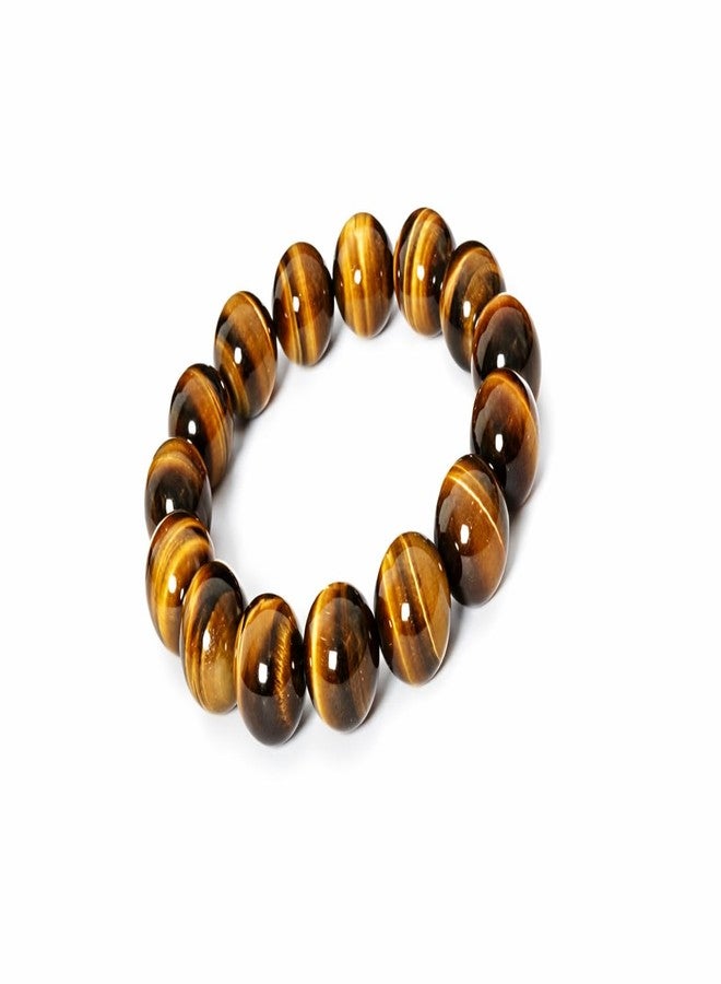 Fikup Natural Tiger Eye Stone Bracelet | 10mm Round Beads | Feng Shui Inspired Stretch Bracelet | Unisex Crystal Jewelry - Image 1