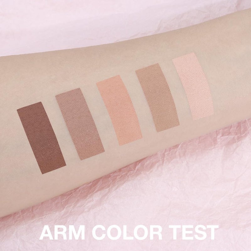 evpct 5 Colors Matte Nude Eyeshadow Makeup Palette, Nude Pink Brown Cocoa Neutral Matte Smokey Cream Mini Eye Shadow Palette Makeup for Older Women Blue Green Eyes, Contour Make up Palettes sombras de ojos - Image 5