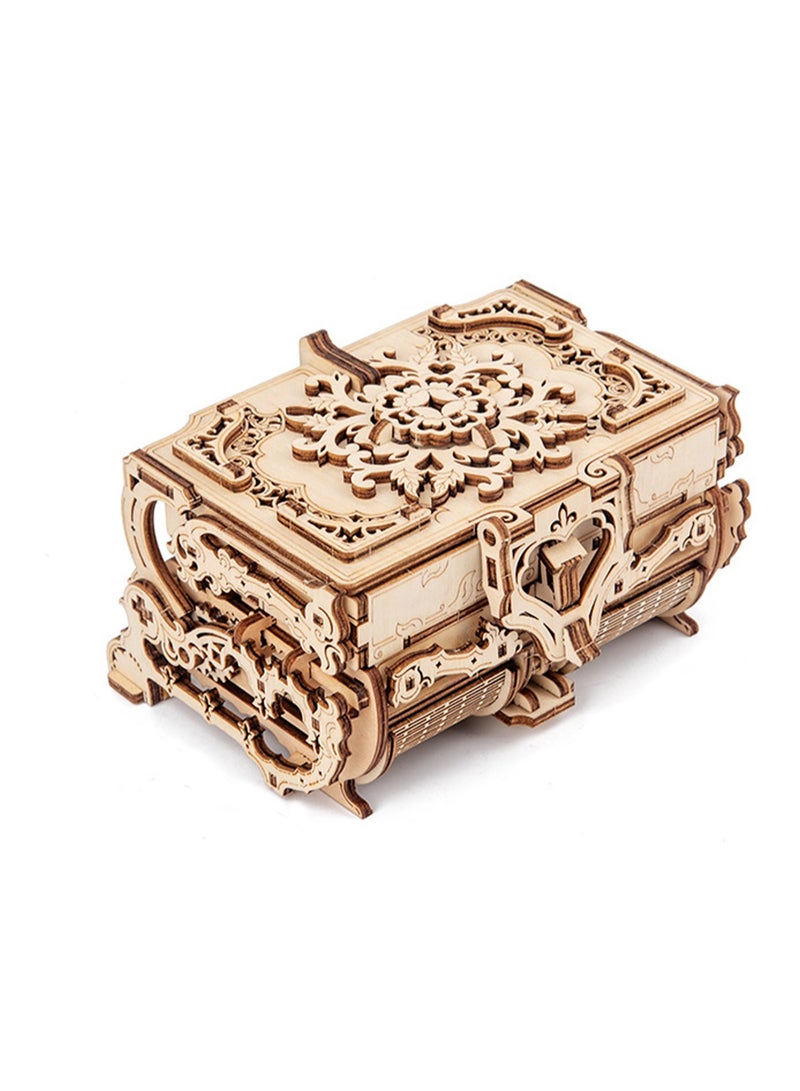 Wooden 3D DIY Hands-on Assembly Antique Jewelry Box Crafts Boys and Girls Gift Movable Assembly Toys - Image 1