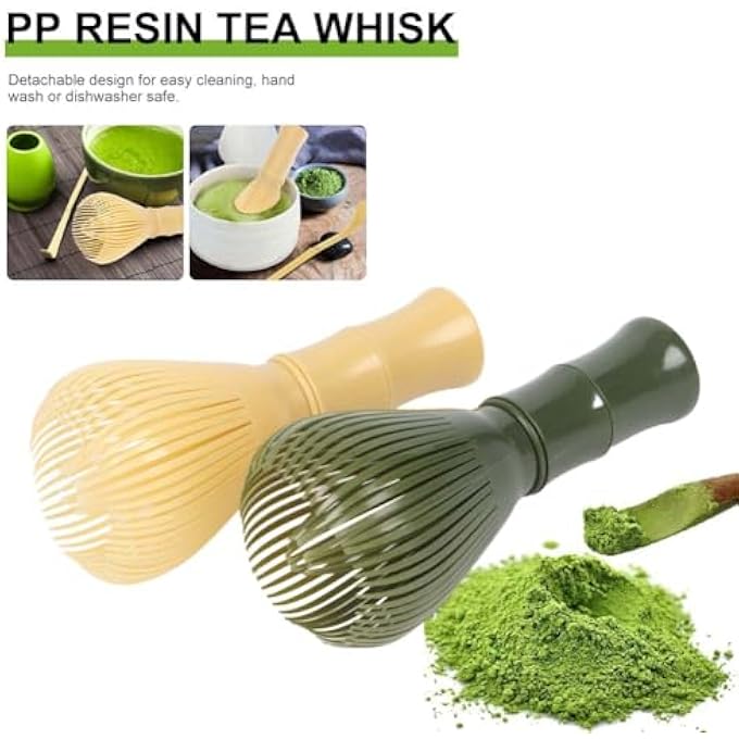 OUGETHER Traditional Matcha Whisk Reusable Pp Resin Matcha Whisk Chasen Dishwasher Safe Matcha Stirrer Matcha Green Tea Powder Preparation Prepare Japanese Matcha Tea Yellow - Image 3